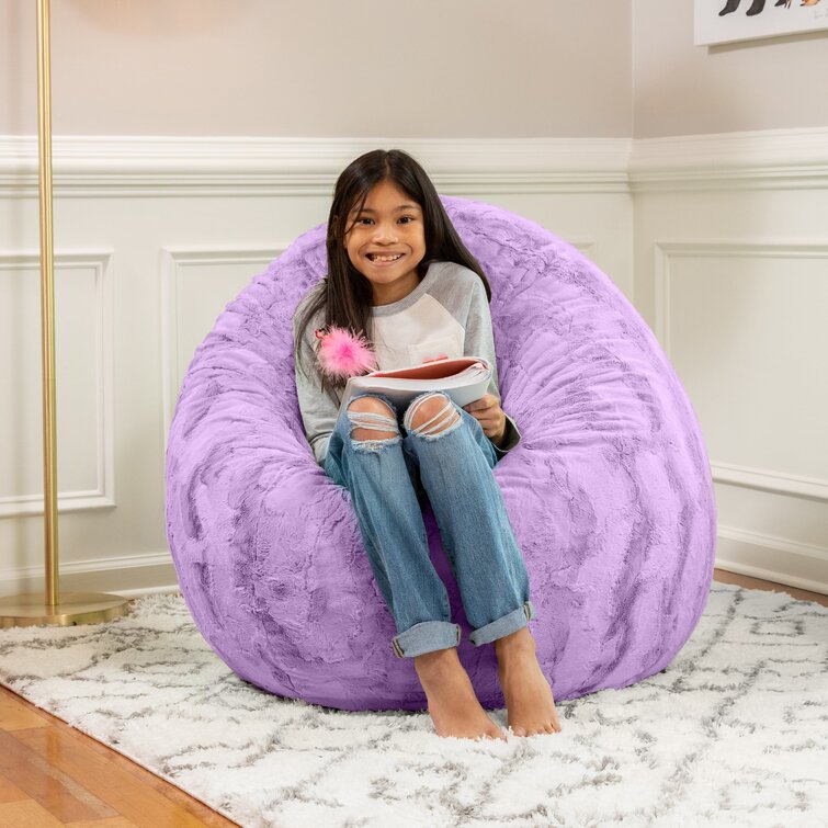 Pink fur bean online bag chair